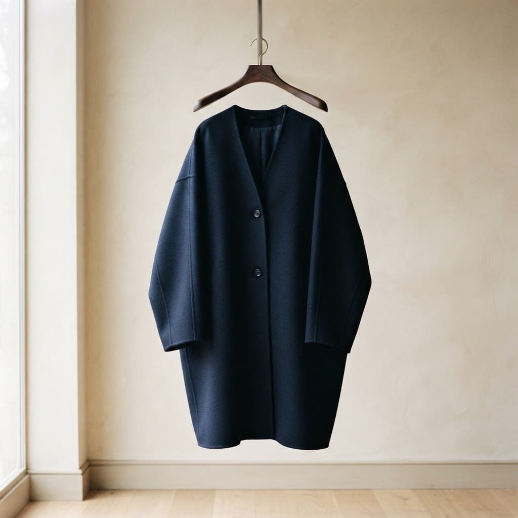 Midnight navy wool cocoon coat