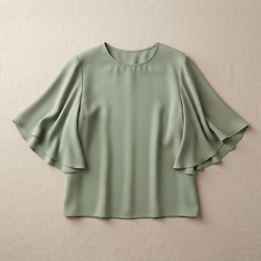 Sage green silk crepe blouse