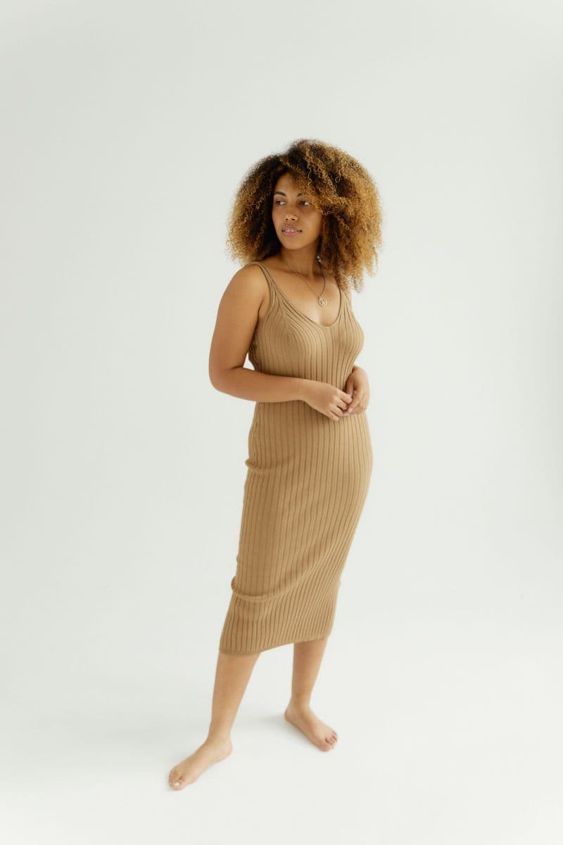 Ribbed Knit Column Dress